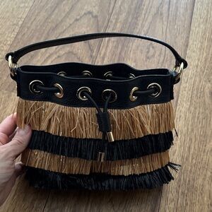 Milly Black and Brown Fringe Shoulder Bag